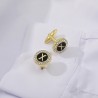 2 Pieces Round Rhinestone Crystal Cufflinks with Alphabet Letters