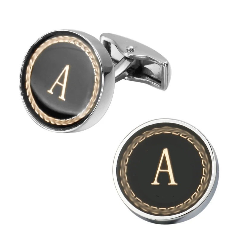 copie de Men's Fashion A-Z Single Alphabet Cufflinks Silver Color Letter Cuff Button for Male Gentleman Shirt Wedding Cuff Links