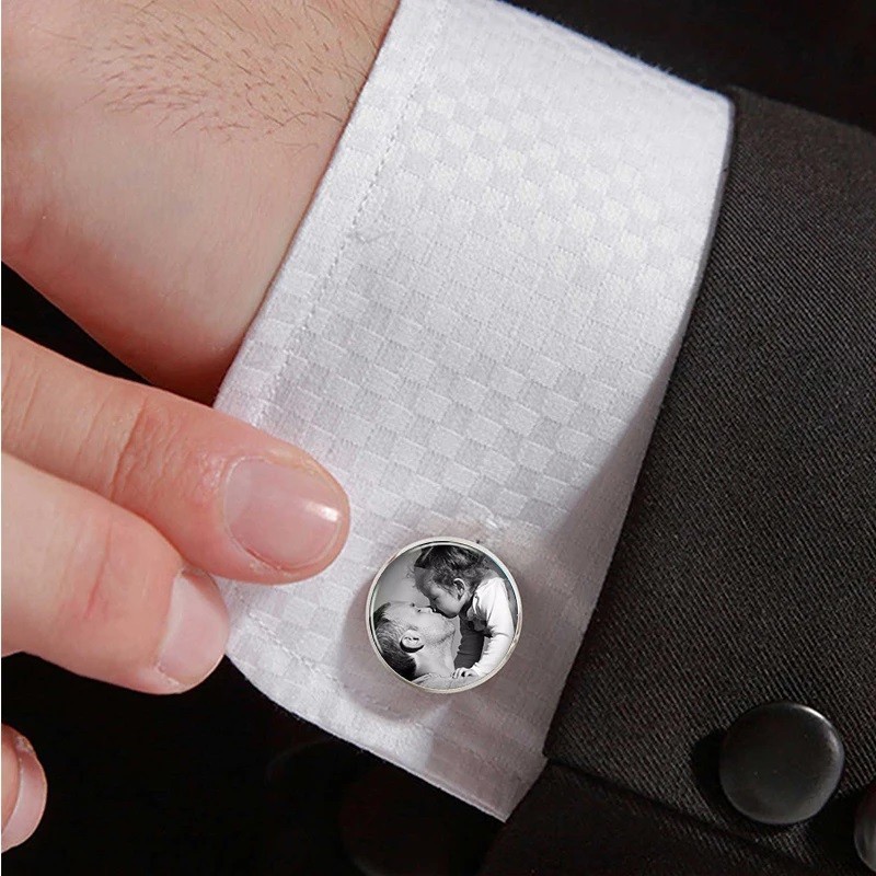 Personalized Text or Photos with Glass Cover Cufflinks