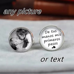 Personalized Text or Photos with Glass Cover Cufflinks