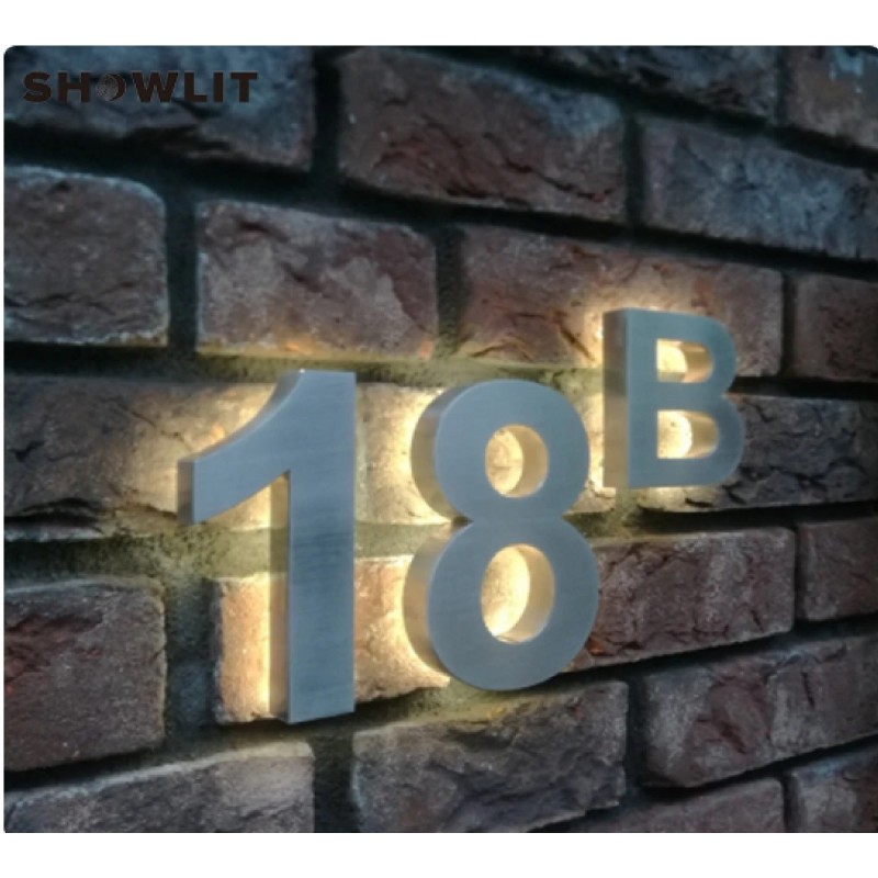 Modern Custom Backlit House Numbers 8'' Height