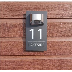 Customized Solar LED House Number Acrylic Doorplate Waterproof Family Name Address Plaque House For Outside DIY House Sign