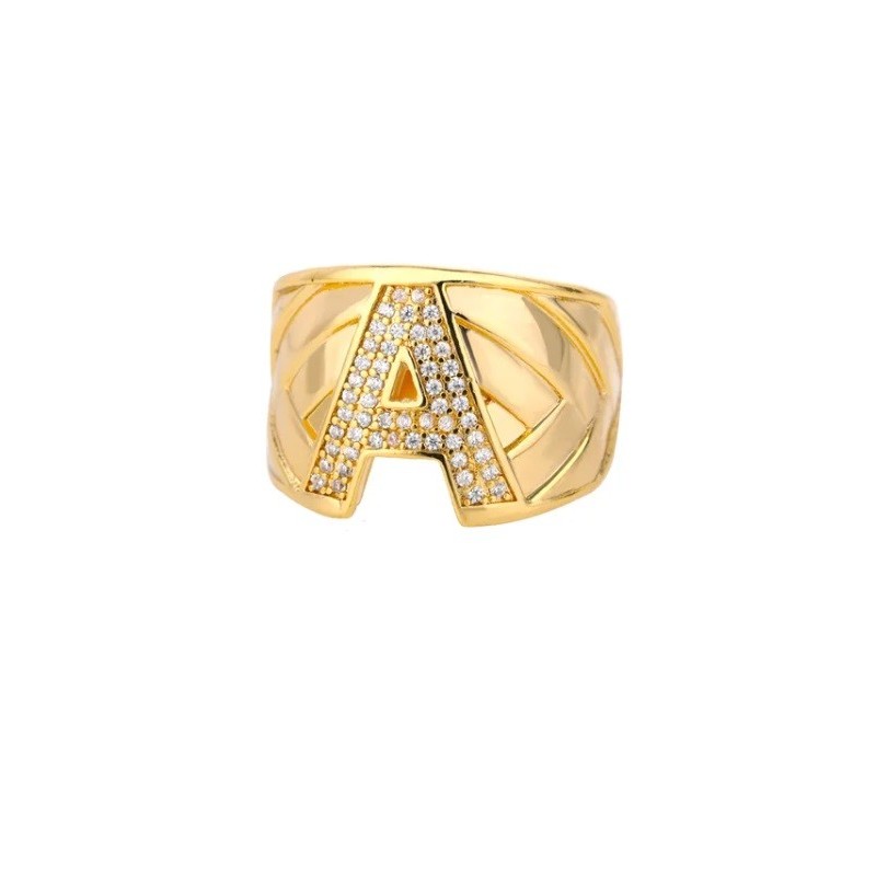 A-Z Alphabet Letter Name Initials Adjustable Rings Jewelry