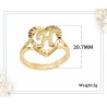 Alphabet Letter Adjustable Heart Shaped Gold Color Ring Fashion jewelry