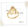 Open Alphabet Letter Adjustable Ring with Crown Gold Color Ring for Fashion Jewelry