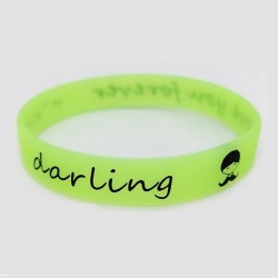 100 pieces Custom Silicone Glow-in-the-Dark Custom Printed Logo/Text Wristband/Rubber Band