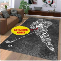 Personalized Custom Printed Rectangle Hockey Rug  3D Printed Floor Mat