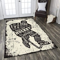 Personalized Custom Printed Rectangle Hockey Rug  3D Printed Floor Mat