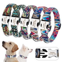 Personalized Adjustable Nylon Collar for Pets (Dogs & Cats) ID Tag With Engraved Name