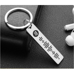 Personalized Engraved Scannable Spotify Song Code Key Ring Chain Key Holder