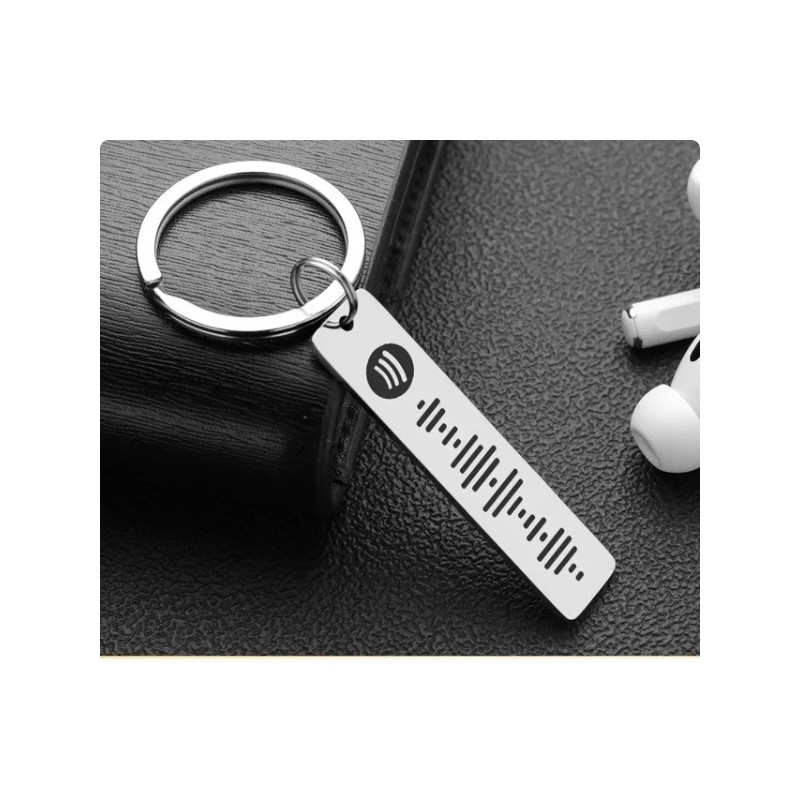 Personalized Engraved Scannable Spotify Song Code Key Ring Chain Key Holder