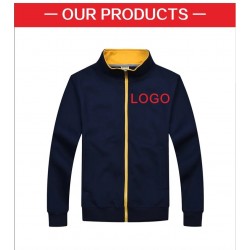 Casual High-Quality Stand-Up Collar & Zipper Jacket with Custom Printed Logo