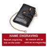 Customized Name on PU Leather Short Card Holder Wallets with Chain