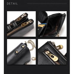 Customized Name on PU Leather Short Card Holder Wallets with Chain