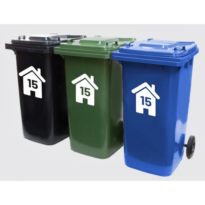 4 Pieces Personalized Wheelie Bin Rubbish Trash Can Container House Number Stickers