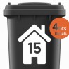 4 Pieces Personalized Wheelie Bin Rubbish Trash Can Container House Number Stickers