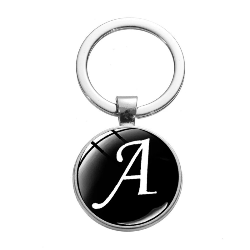 A to Z Alphabet Letters Initialed Metal Gemstone Keyering