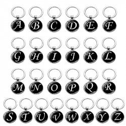 A to Z Alphabet Letters Initialed Metal Gemstone Keyering