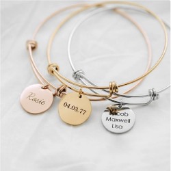 Personalized Custom Carving 1-4 Names Bangles Pendants Bracelet Jewelry