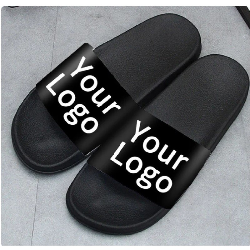 Custom Logo/Text Unisex Black or White Summer Beach & Home Thick Platform Flip Flops