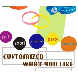 Embossed, Debossed, Screen Print, Color Filled, Glow Customized Text Rubber Wristbands in Various Colors