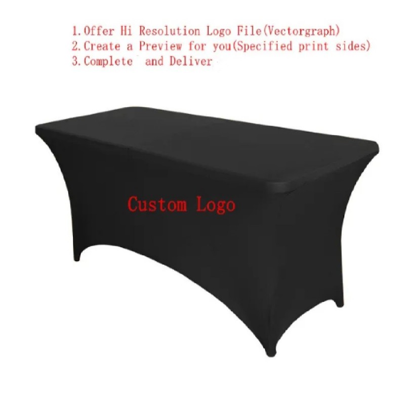 Custom LOGO Indoor/Outdoor Elastic Advertising Tablecloth - 4FT/6FT/8FT Spandex Printing Table Cover