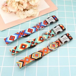 Adjustable Nylon Dog Collar - Personalized Dogs Cat ID Collars With Engraved Name Buckle for Small Medium & Large Dogs