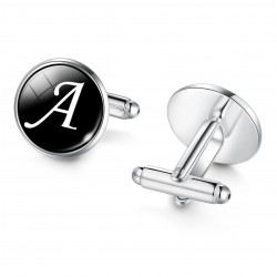 Men's Fashion A-Z Single Alphabet Cufflinks Silver Color Letter Cuff Button for Male Gentleman Shirt Wedding Cuff Links Gifts